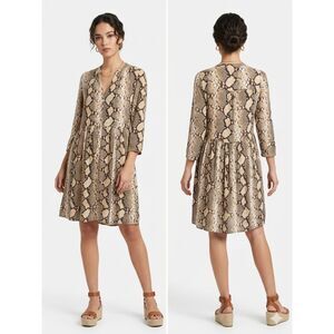Anthropologie Maeve Juno Snake Print Beige Tunic Dress Size S